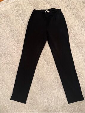 Classic Via Masini 80 Black Women's Stretch Ponte Pants with herringbone weave